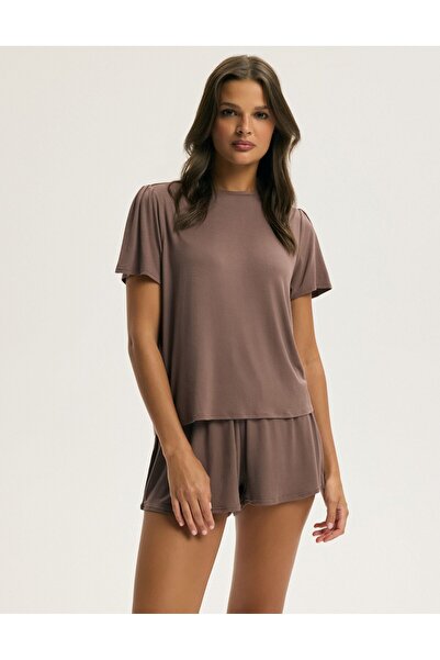 ESOTIQ Women's Pajama Set Loungewear 2-Piece T-Shirt & Shorts Viscose & Elastane Comfy | Carmona