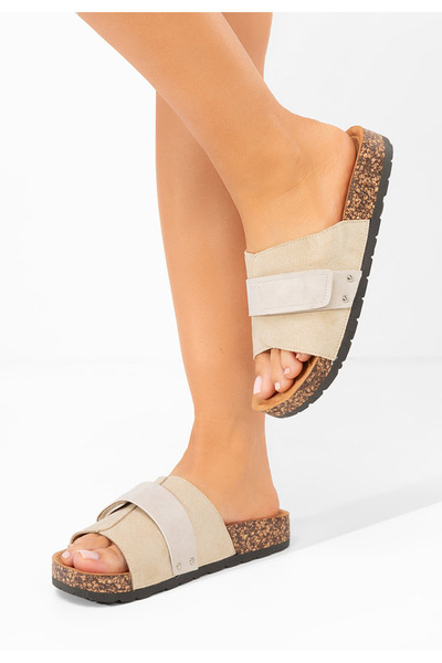 B T Shoes Béžové dámské pantofle Miela