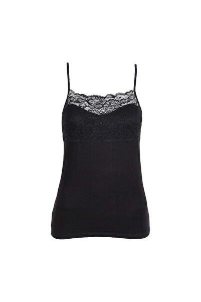Belinay قميص داخلي نسائي، بحمالات من الدانتيل، أسود اللون