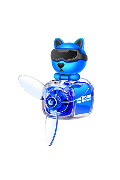 Mega Oto Market زينة مكيف الهواء على شكل مروحة، مشبك معطر للسيارة، تميمة منعشة للهواء على شكل قطة الطيار الزرقاء