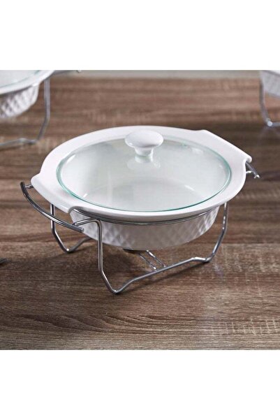 Home Box Supreme Round Casserole with Lid White/Silver 26cm