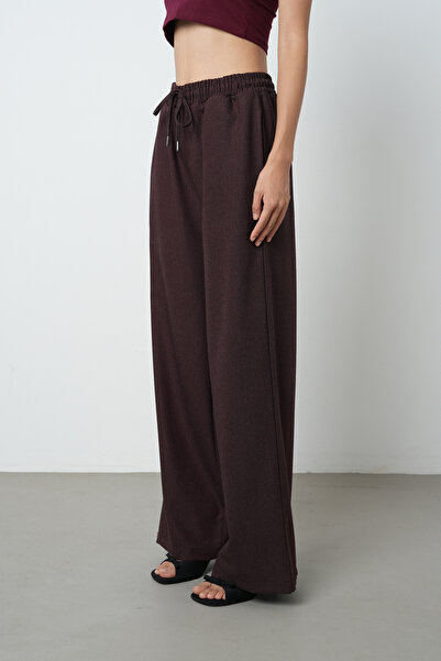 Orfeo Negro Women's Solid Color Fabric Wide Leg Elastic Waist Pants