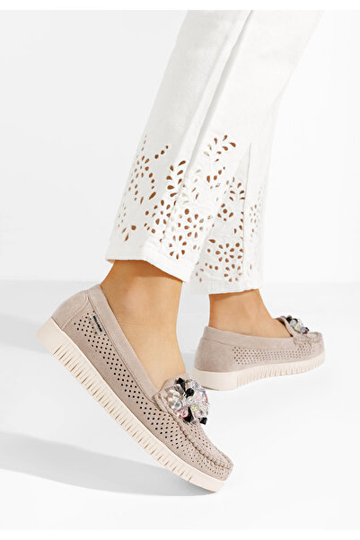 B T Shoes Béžové dámske letné mokasíny Lynna