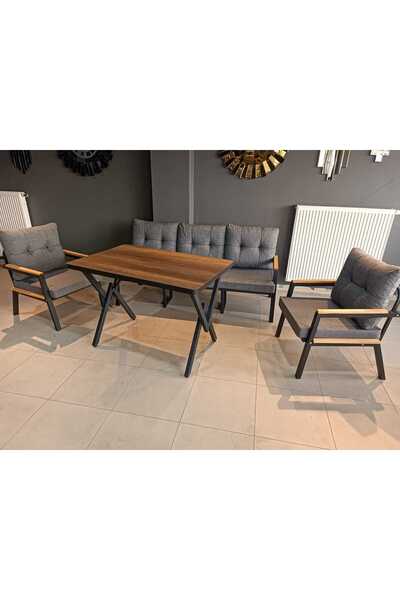 Serdemdizayn SERDEM-(ESTER)-3+1+1+MASA BAHÇE BALKON MOBİLYASI KOLTUK GRİ