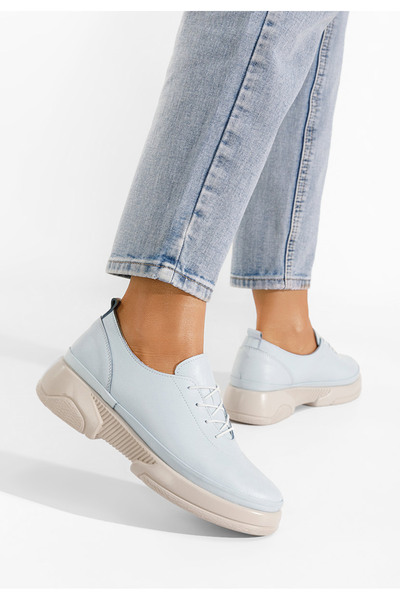 B T Shoes Svetlě modré kožené polobotky Kaya