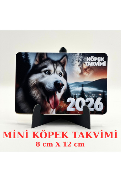 B Batuhan's Shop 2026 KÖPEK TAKVİMİ – 8 cm X 12 cm Mini Masa Takvimi - 1 mm Maket Karton Ayaklı