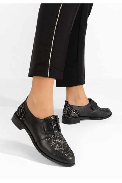 B T Shoes Černé kožené derby dámské Vogue V4