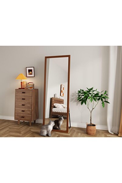 Generic Full length mirror 1.60m x 50cm, with aluminum frame and walnut finish
