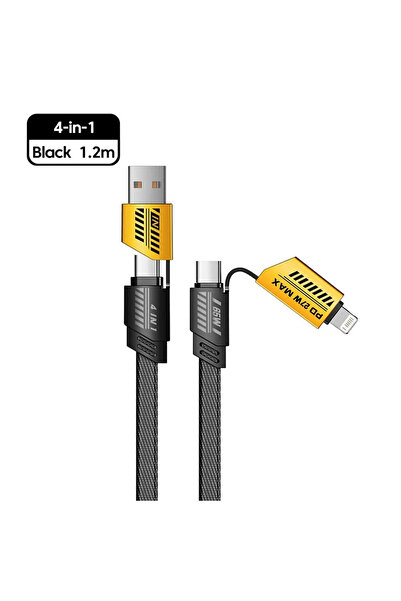 Choice كابل USB 4 في 1 PD 65 واط 27WMFi بطول 1 متر باللون الأسود والأصفر من ا...