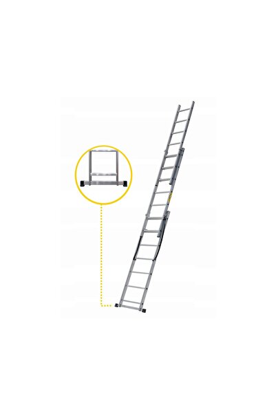 Drabest Scara aluminiu, 3 tronsoane, 7 trepte, max 150 kg, 4.23 m,