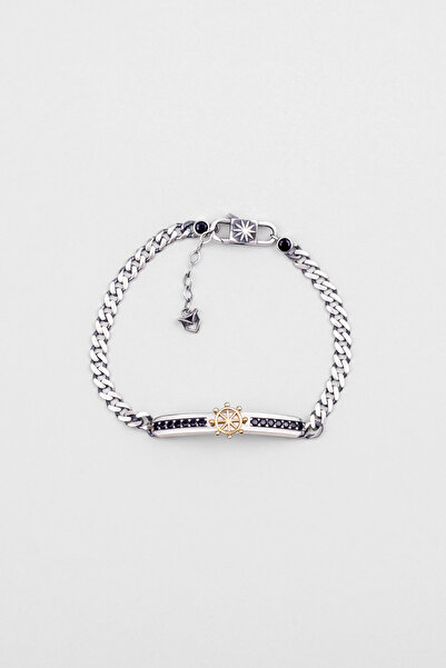 So CHIC... Dümen Figürlü Cilalı 22 Cm Gümüş Erkek Zincir Bileklik