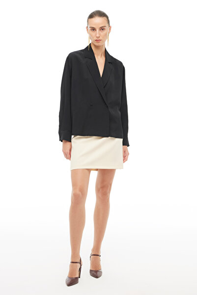 Perspective Black Classic Collar Blouse