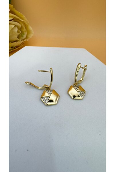 XUPING JEWELRY Zirkon Taşlı Altıgen Sallantılı Küpe