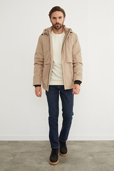 Fulla Moda Παλτό με κουκούλα με φερμουάρ από ύφασμα κατάδυσης