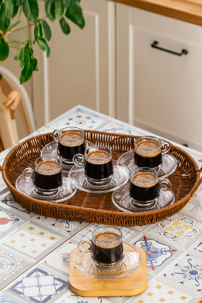 Porsima Lale 12 Piece Glass Turkish Coffee Cup Set 85 ml