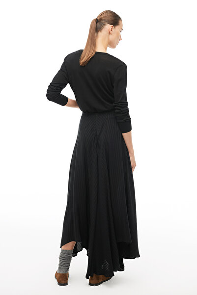 Perspective Black High Waist Knee Length Skirt