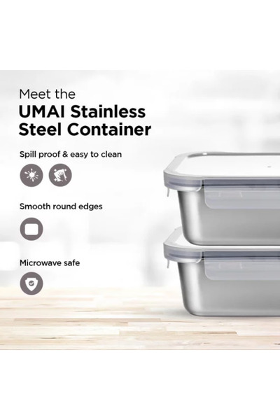 SAFA Stainless Steel Rectangular Food Container. Capacity 1780ML. / 119622