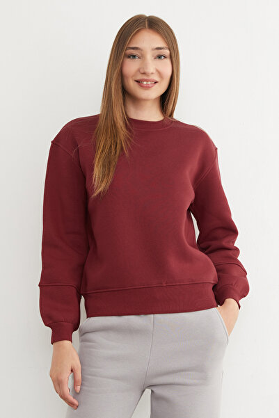 Fulla Moda 3 İplik Basic Bisiklet Yaka Sweatshirt