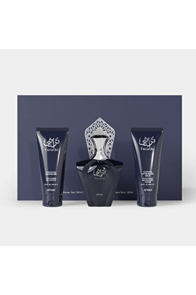 Lataffa Turathi Blue Men Gift Set Eau De Parfum Spray 90ml, Shower Gel 100ml, After Shave Balm 100ml
