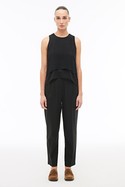 Perspective Μαύρη μπλούζα με λαιμόκοψη με μηδενικό μανίκι