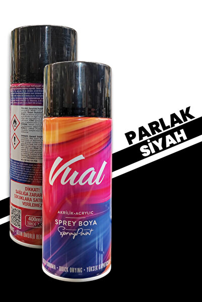 Akçalı Vual Akrilik Parlak Siyah Sprey 400 ml - RAL 9005