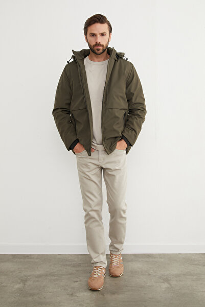 Fulla Moda Παλτό με κουκούλα με φερμουάρ από ύφασμα κατάδυσης