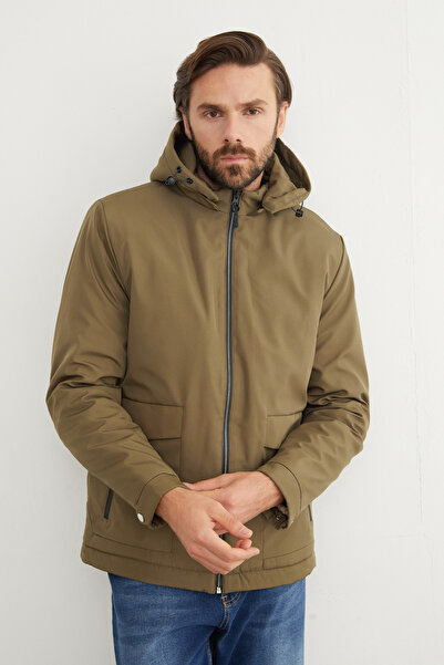 Fulla Moda Μπουφάν με με τύπωμα τσέπες με φερμουάρ με κουκούλα