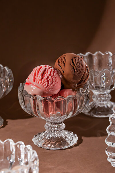 Porsima Mimoza Glass Bowl Pudding Dessert and Ice Cream Snack Bowl Magnolia Bowl 6-Piece Bowl Snack Set