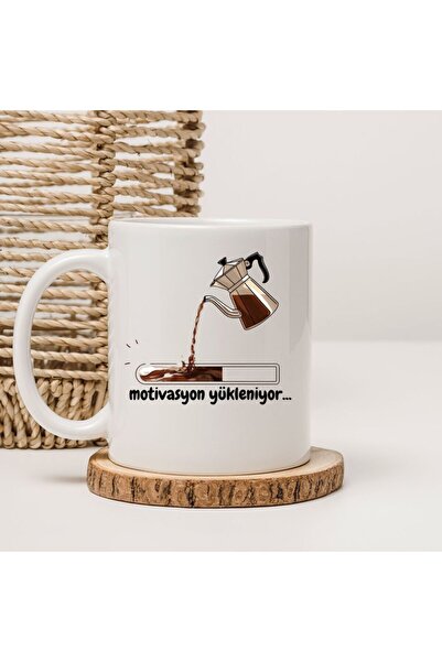 kubdekor Motivasyon Yükleniyor Kahve İllüstrasyon Baskılı Yazılı Kupa Bardak