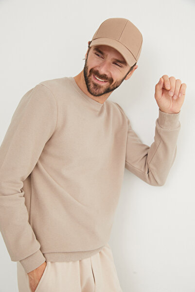 Fulla Moda M Harf Nakışlı Fitilli Bisiklet Yaka Sweatshirt