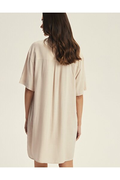 ESOTIQ Cămașă de noapte supradimensionată pentru femei, cu nasturi și guler | Corenso