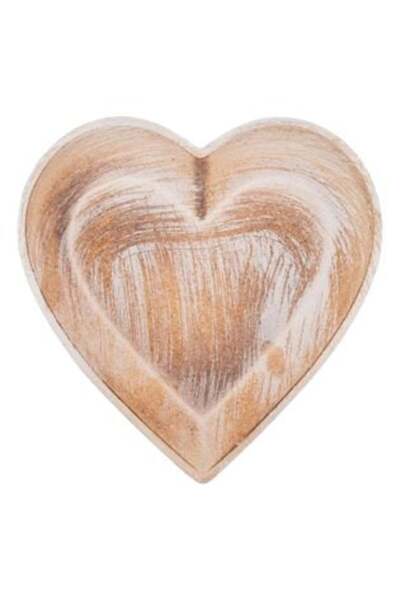 OEM Platou Decorativ din Lemn Inima Brushed 24.5x25.3x3.5cm