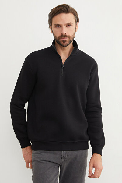 Fulla Moda Φούτερ με μισό φερμουάρ με 3 κλωστές