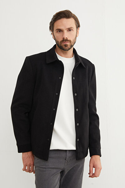 Fulla Moda Çift Cepli Çıtçıtlı Kaşe Kaban