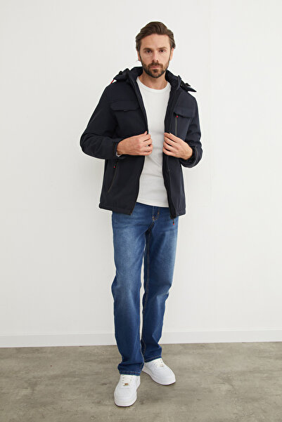 Fulla Moda Diving Fabric Snap Button Hooded Jacket