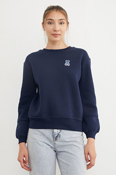 Fulla Moda 3-ниткова вишивка з каменями, світшот з вишивкою ведмедика