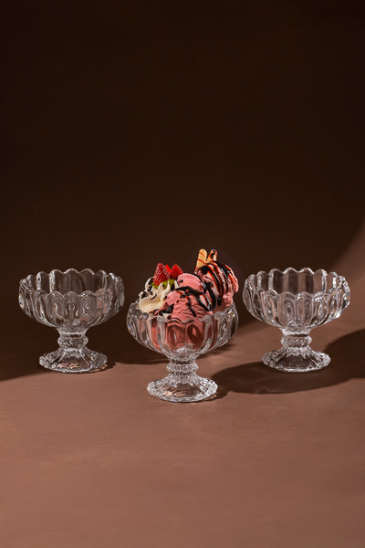 Porsima Mimoza Glass Bowl Pudding Dessert and Ice Cream Bowl 6-Piece Bowl Snack Set