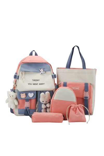 OEM School set backpack, pencil case, shoulder bag, drawstring pouch, handheld bag, Pink, 44 x 30 x 12 c