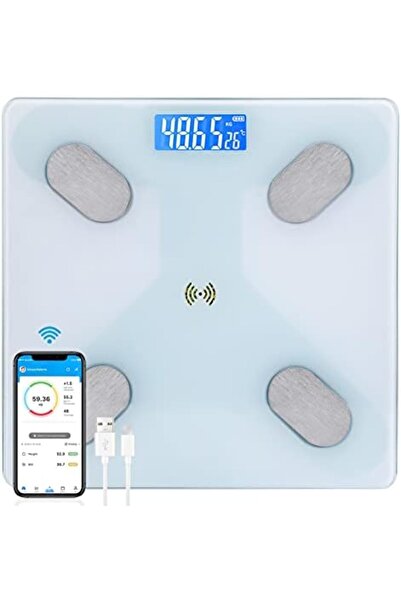 SKY TOUCH ميزان الجسم الذكي متعدد الوظائف - ميزان حمام رقمي LED مع تطبيق للهواتف الذكية