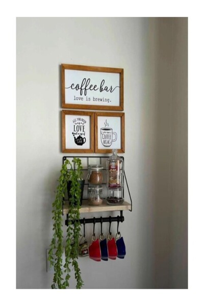 Store Metal Askılıklı Kahve Köşesi Rafı