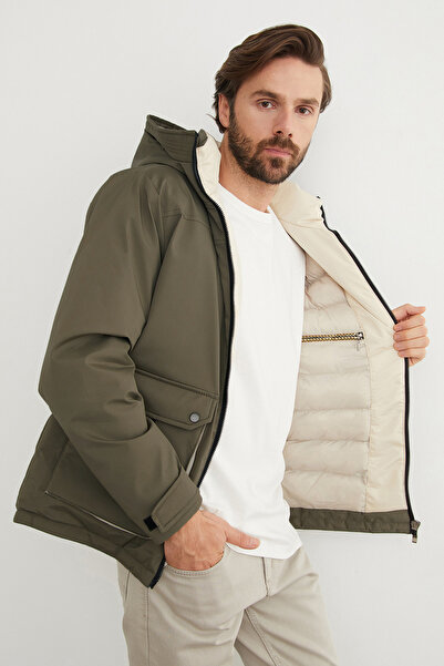 Fulla Moda Παλτό με κουκούλα με διπλή τσέπη