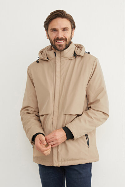 Fulla Moda Παλτό με κουκούλα με φερμουάρ από ύφασμα κατάδυσης