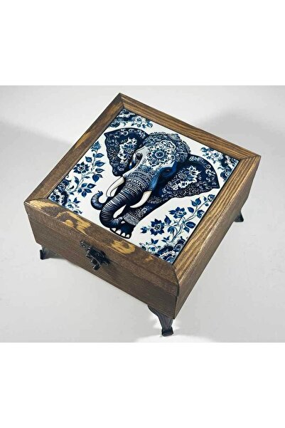 Çini Evi صندوق مجوهرات خشبي بتصميم الفيل، رمز الحكمة والقوة