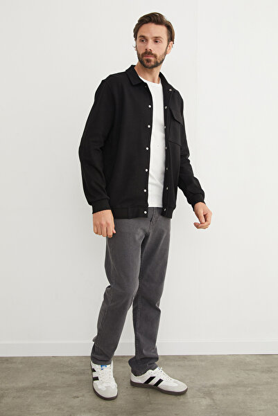 Fulla Moda Çıt Çıtlı Cepli Polo Yaka Ceket