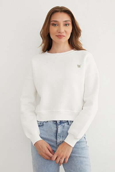 Fulla Moda Φούτερ με 3 νήματα με μεταλλικά αξεσουάρ πεταλούδας