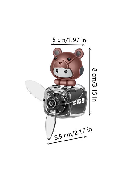 Mega Oto Market زينة مكيف الهواء على شكل مروحة، مشبك معطر للسيارة، طيار بني مع طائرة سوداء، تميمة منعشة للهواء