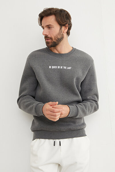 Fulla Moda Φούτερ με λαιμόκοψη με στάμπα με 3 νήματα