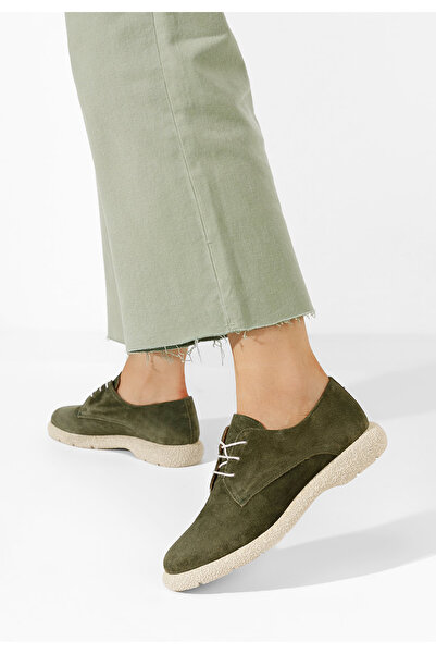 B T Shoes Khaki kožené poltopánky dámske Karysa V2