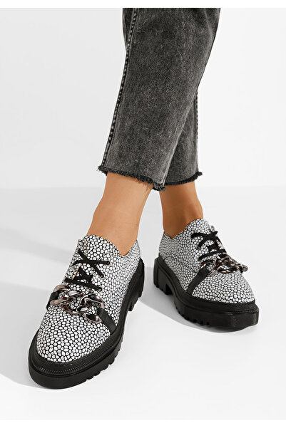 B T Shoes Biele kožené poltopánky dámske Vorea