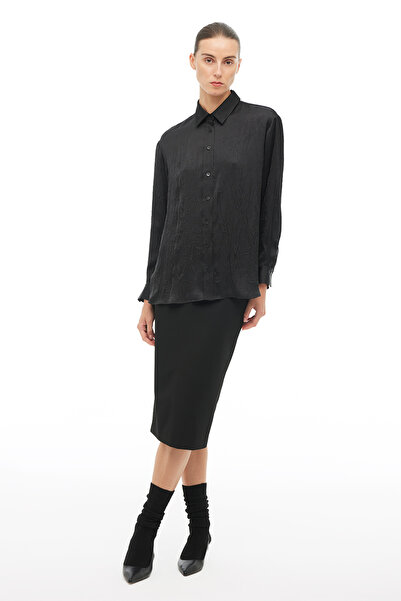 Perspective Black Jatus Regular Fit Shirt Collar Long Sleeve Shirt